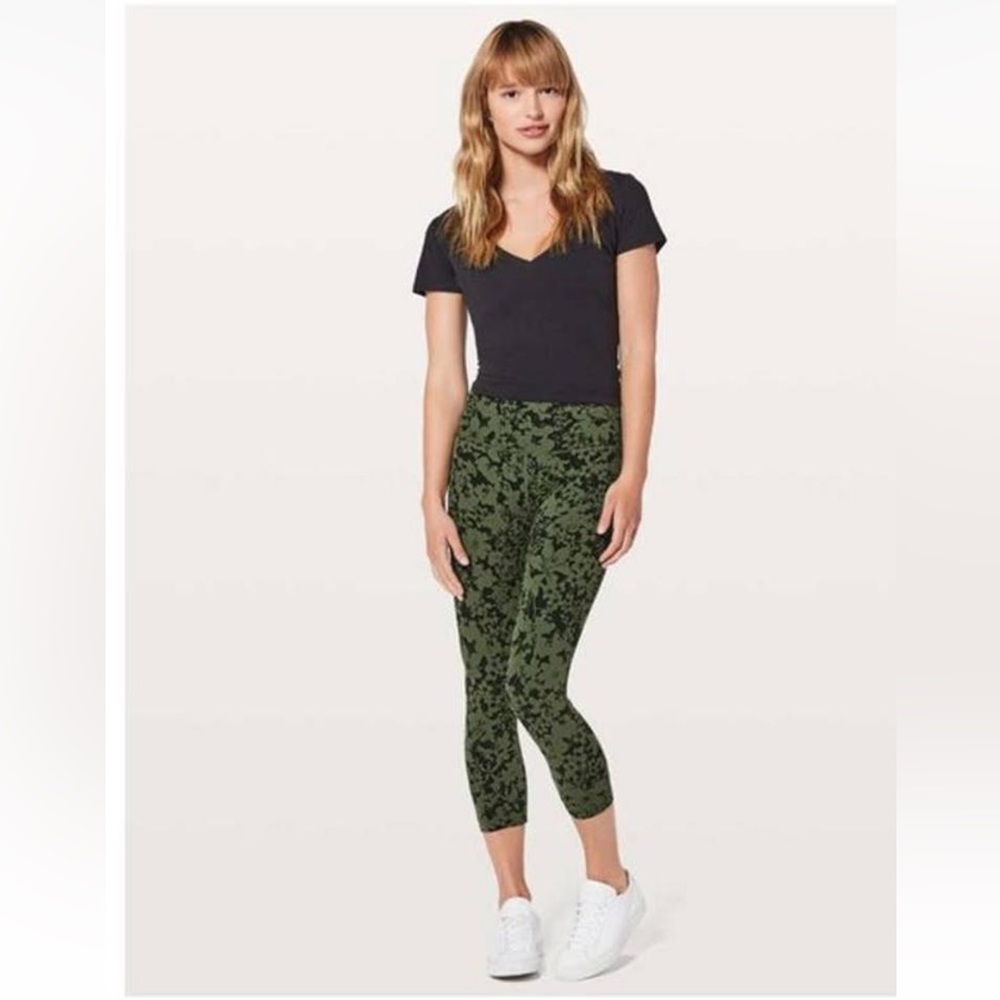 RARE Lululemon Align Leggings Crop 23" in Efflorescent Barracks Green Black